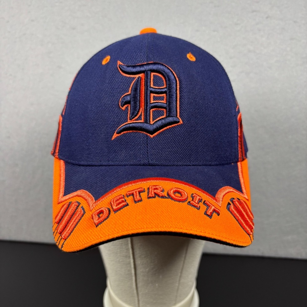 Detroit Tigers City Hunter Navy/Orange Baseball Cap Adult Sz OSFM Y2K Hook/Loop